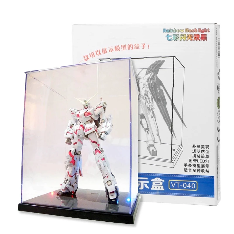 

HBB Clear Acrylic Display Box With Colorful Light Dustproof Action Figure Showcase