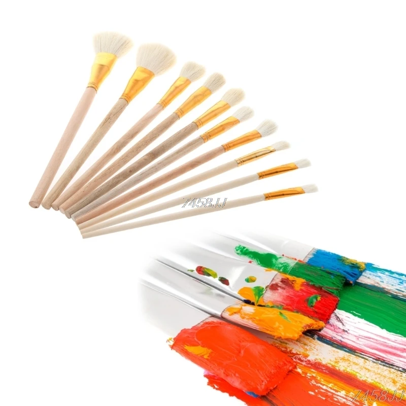 

10Pcs Brushes Set for Art Painting Oil Acrylic Watercolor Drawing Craft DIY Kid G03 Drop ship