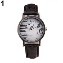 Creativo de los hombres de las mujeres Vintage Retro vestido Casual oro música de Piano relojes cuero reloj de pulsera de cuarzo Reloje Mujer Montre Femme