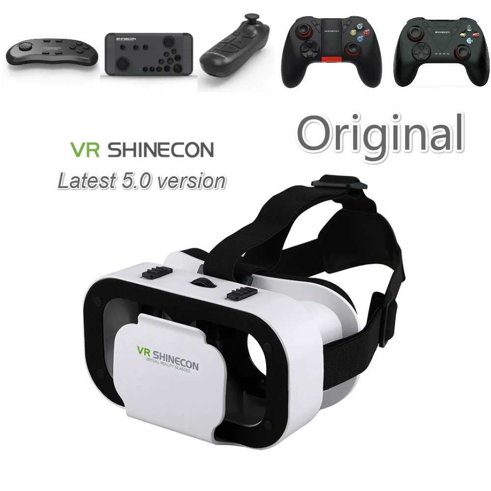 

2018 VR Shinecon Latest 5.0 Version VR Virtual Reality 3D Glasses Smart Bluetooth Wireless Remote Control Gamepad For 4.7-6.0 In