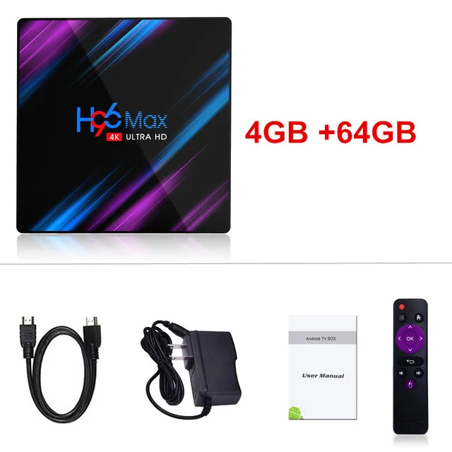 Android 9,0 tv Box H96 MAX+ 1 год NEO pro французская IP tv подписка 4 Гб Ram 64 Гб Rom H.265 4K Smart tv Box BT4.0 телеприставка - Цвет: Черный