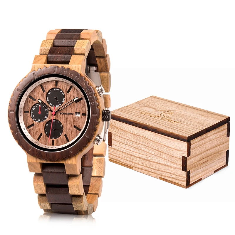 Relogio masculino BOBO BIRD часы мужские Топ люксовый бренд деревянные часы хронограф кварцевые часы мужские подарки Прямая поставка