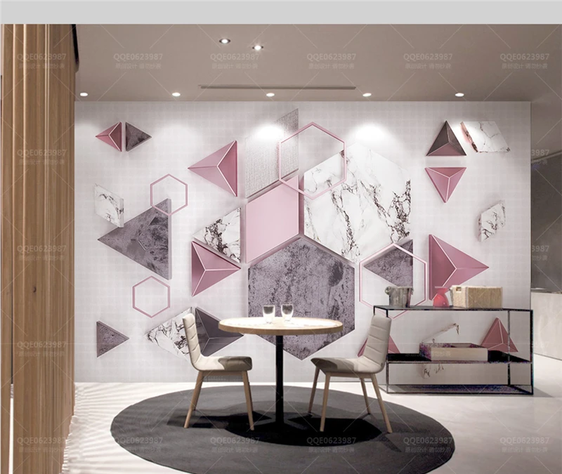 

Custom Any Size 3D Mural Wallpaper 3d Geometric Polygon Marble Texture Stitching Home Decor Living Room Wall Covering