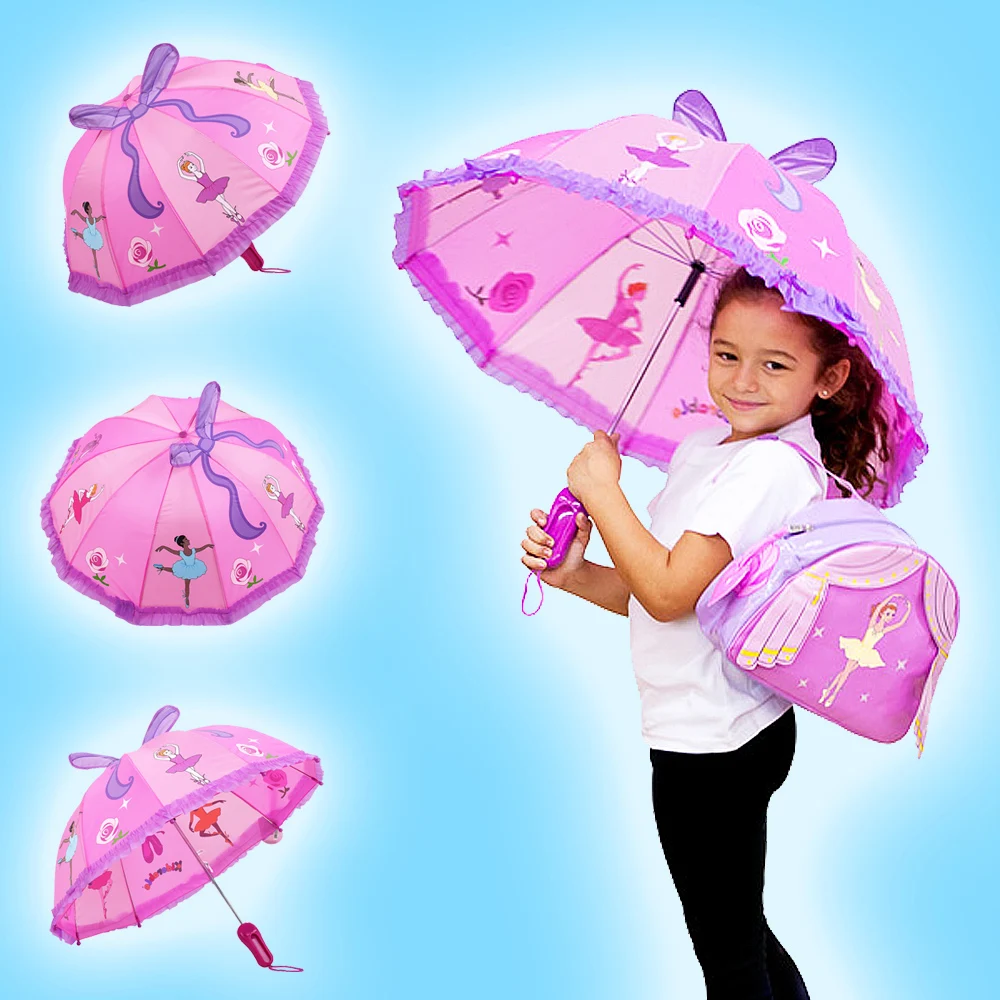 Creative 3D Umbrella Beautiful Pink 3D Cartoon Gril Child Umbrellas
