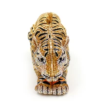 Женская Роскошная вечерняя сумка клатч со стразами, вечерние сумочки в форме тигра, свадебные клатчи ручной работы, сумка на выпускной бал, золото