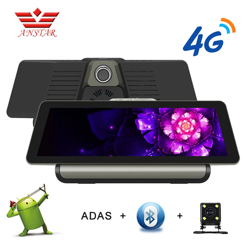 ANSTAR 10 дюймов 4G Android автомобильный видеорегистратор 1080P видеокамера GPS навигация