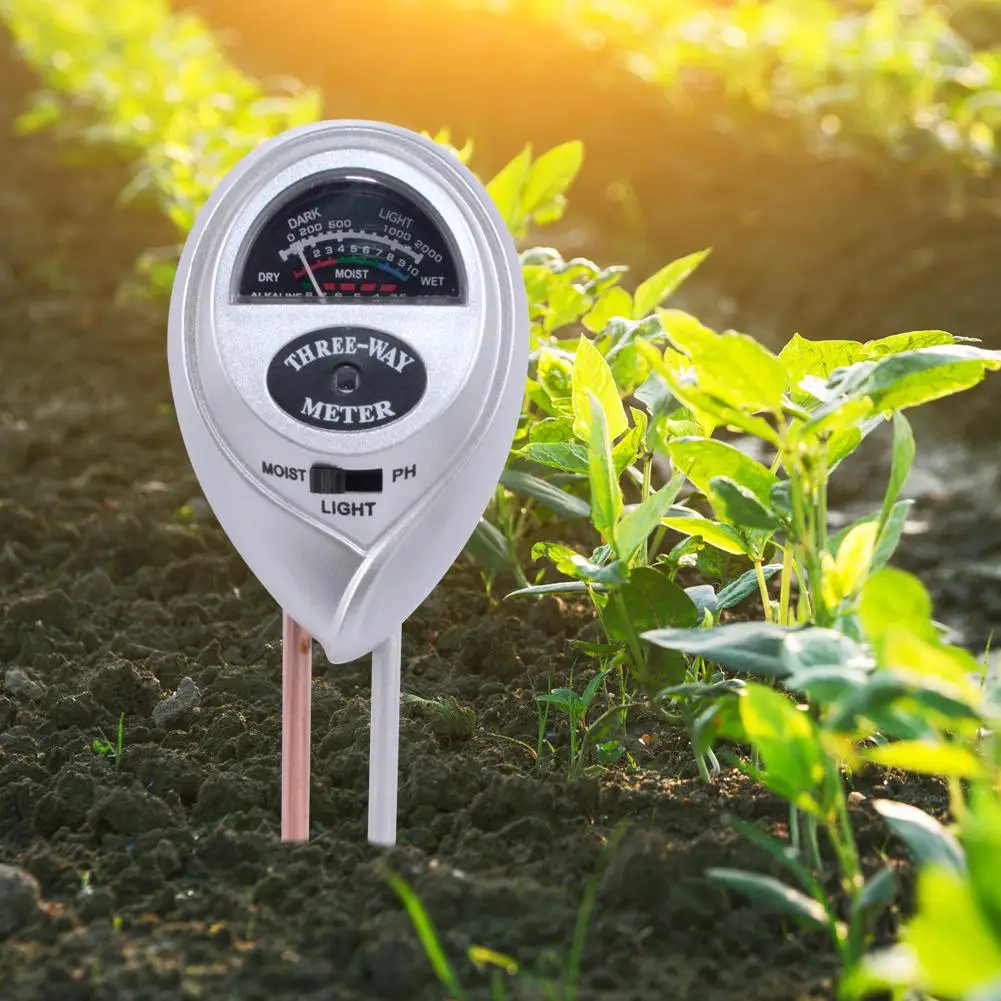 Тестер почвы три-в-одном круглый измеритель влажности почвы тестер PH значение почвенный термометр серебро для садовой лужайки фермы