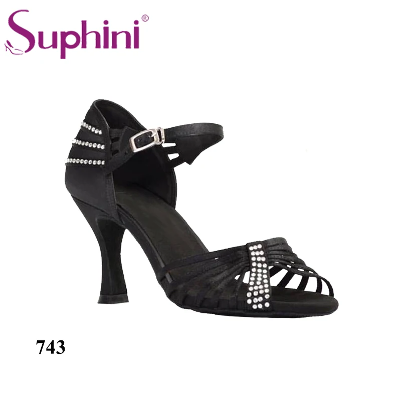 ; обувь для выпускного бала; вечерние туфли для женщин; вечерние туфли для танцев; обувь для сальсы; обувь для латинских танцев для женщин; Обувь для бальных танцев - Цвет: Black 7.5cm heel