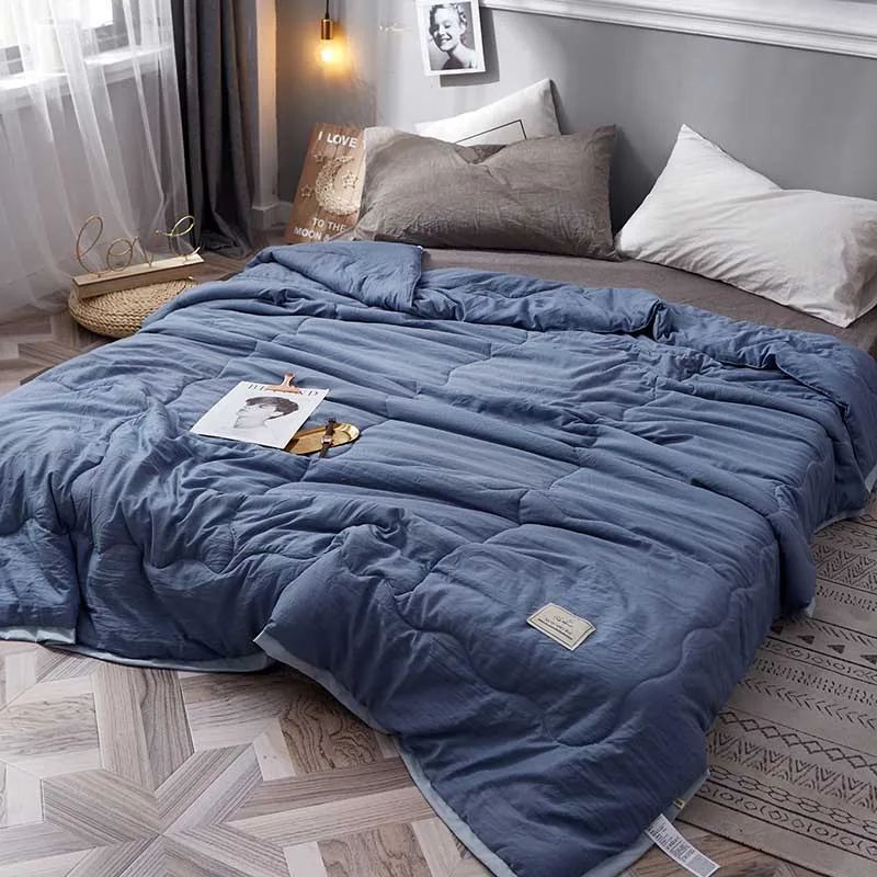 

Summer Cotton Blend Quilt Quilted Soft Breathable Air Condition Quilts Cozy Single Double People Coverlet Bedding