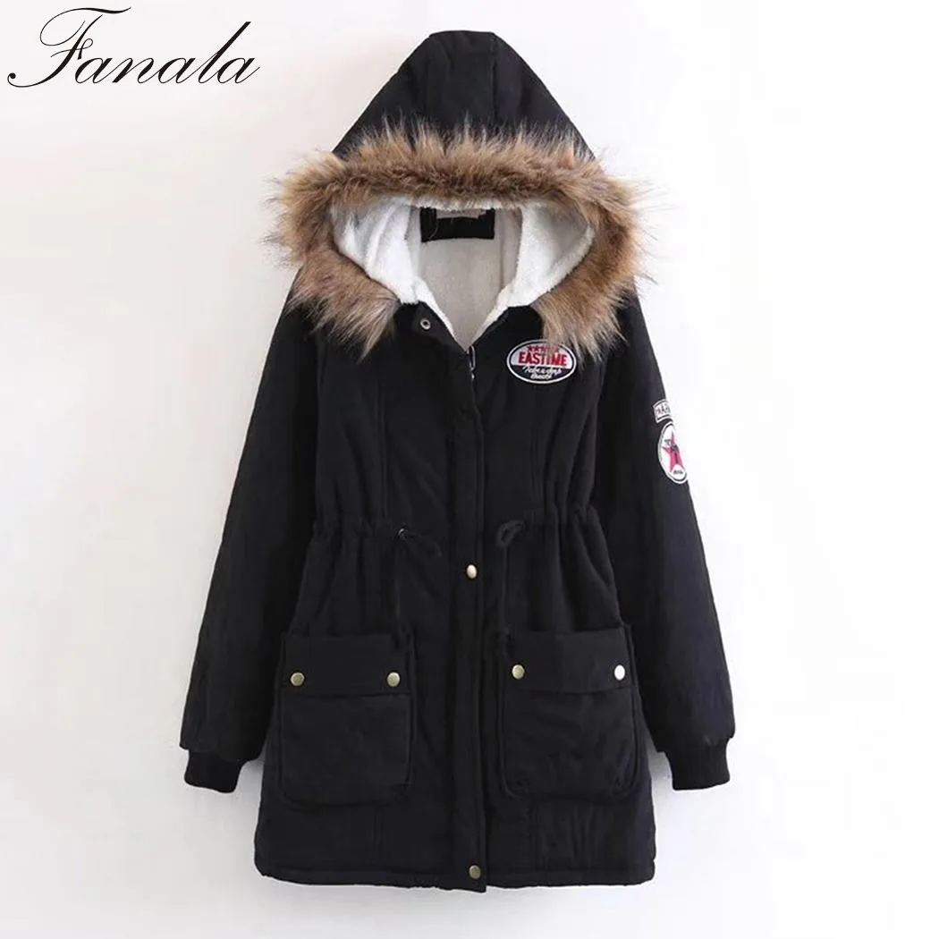 Manteaux D'hiver Capuche Black Veste Nouvelle Polaire khaki Taille Parka Fourrure Fausse Cardigan Manteau Green pink blue red Occasionnel Femmes À army Coton Femelle Plus Épaississement 2017 La wqxWRvnCW