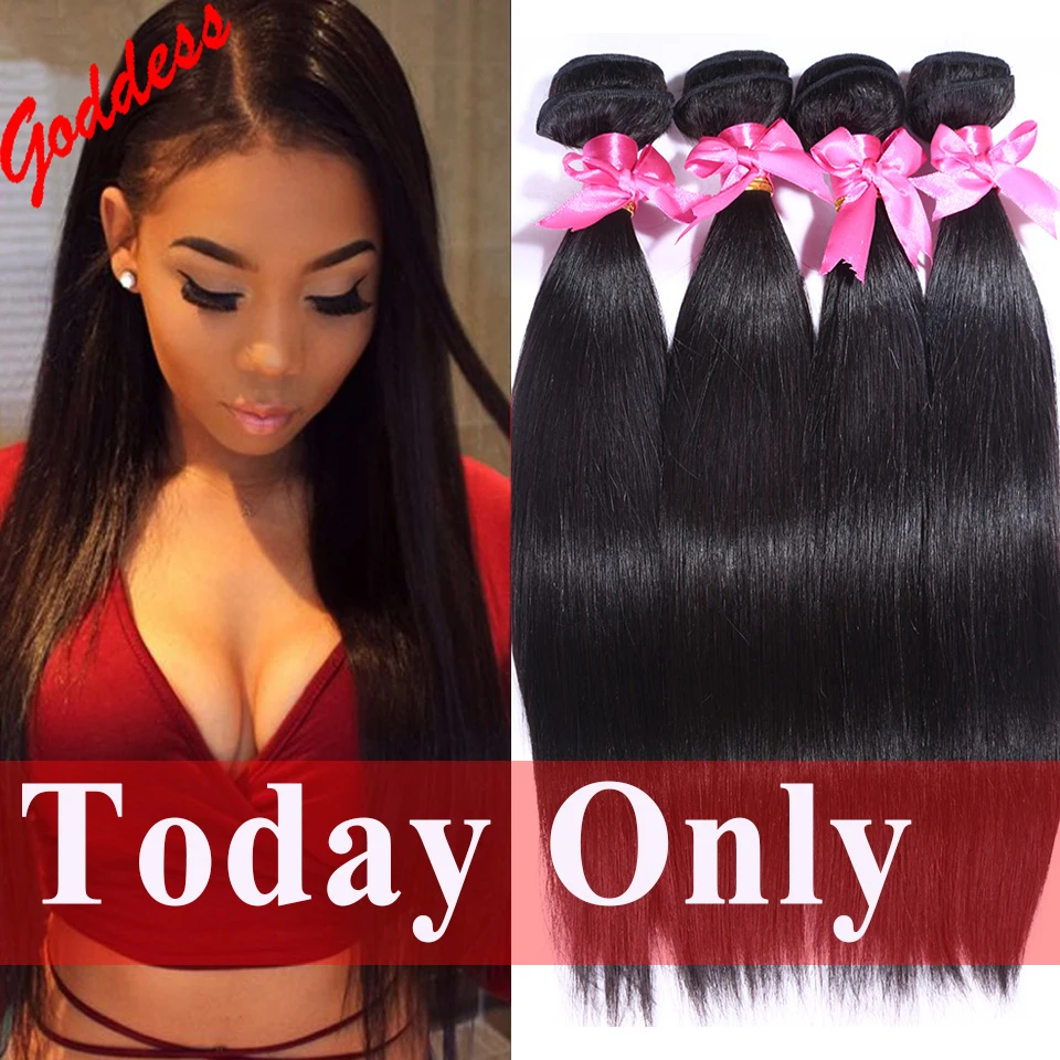Indian Virgin Hair Straight 4Bundles Deal 7A Unprocessed Raw Indian Straight Hair Weave Bundle Cheap Virgin Human Hair Extension