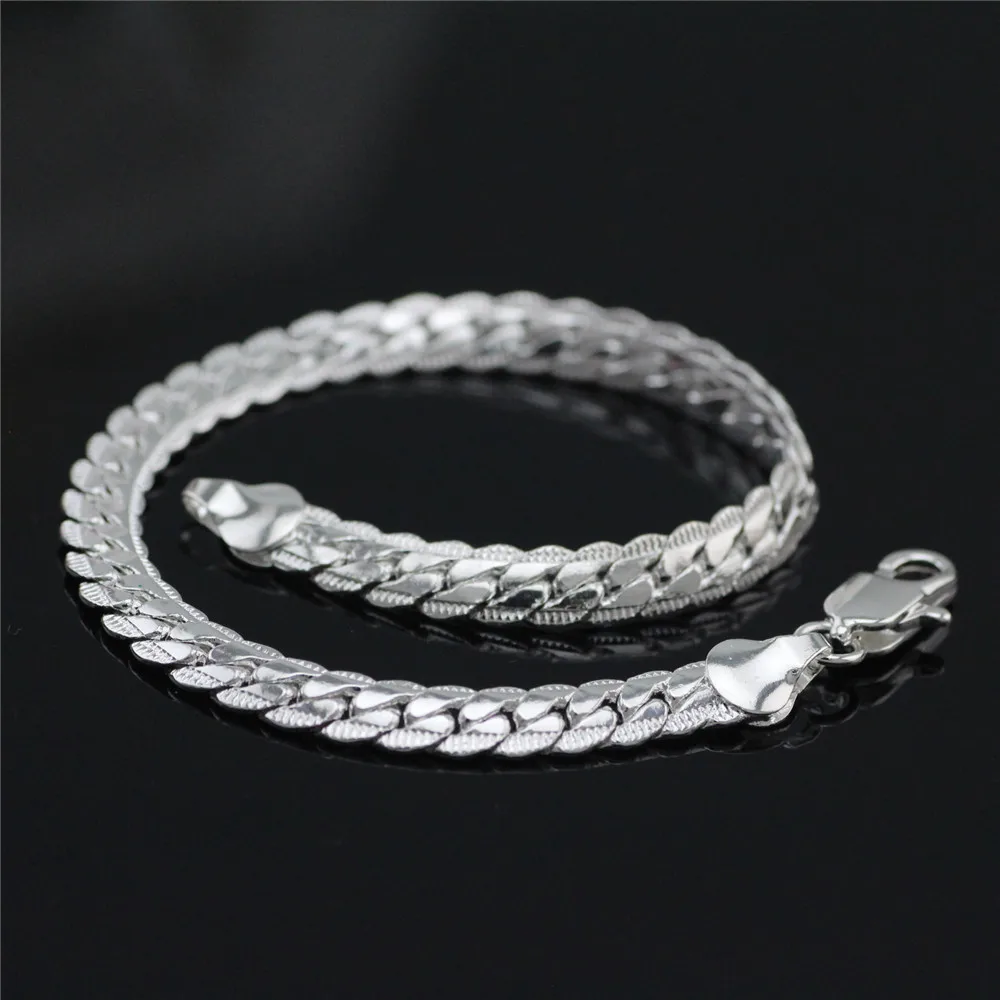 925 sterling silver bracelet The new silver bracelet men Women&#39;s dazzling jewelry wholesale Both ...