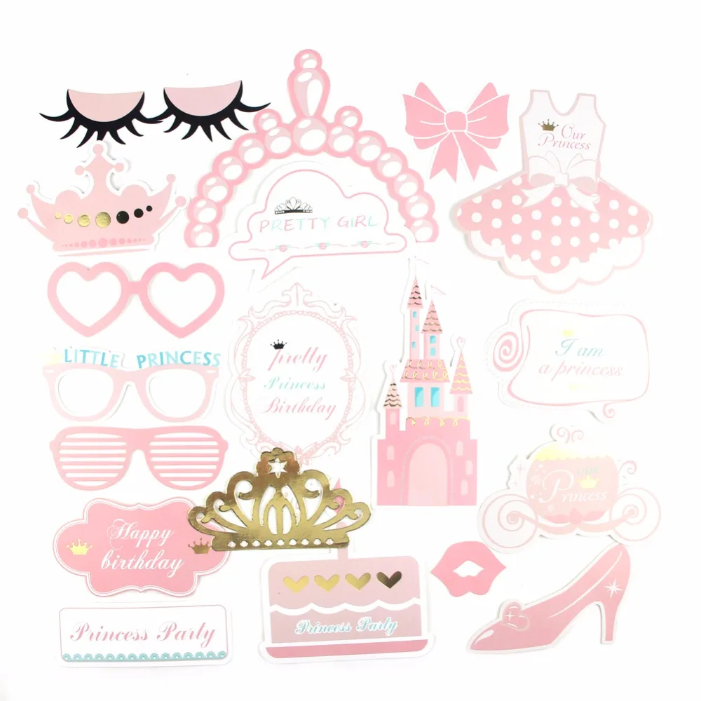 20 шт. розовый принцесса Baby Shower девушка Photo Booth Реквизит свадебный душ с Щупы для