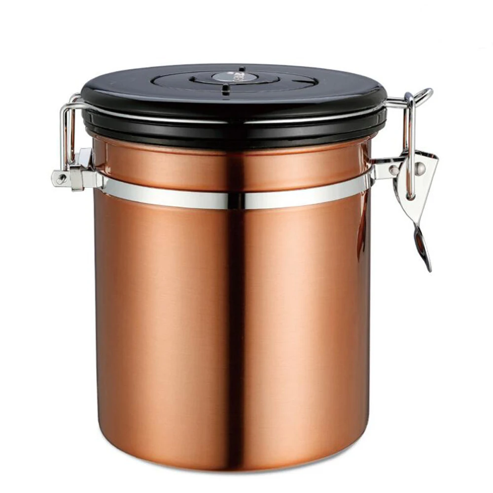 Sealed Coffee Bean Cans Stainless steel sealed tank with exhaust valve tea pot Can Be Used With Silver Exhaust Valve Sealed tank (2)