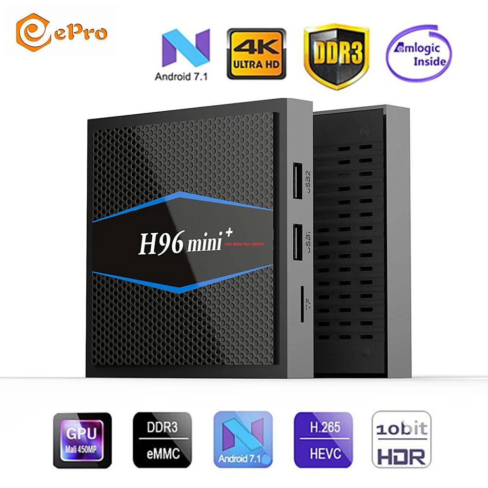 ТВ-бокс H96 MINI PLUS Amlogic S905W 2G/16G 2 4G WiFi Smart TV Box IPTV Android 7 1 4K четырехъядерный медиаплеер