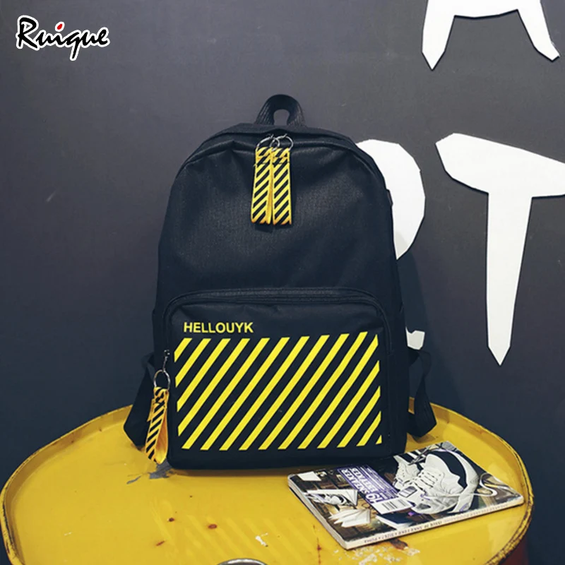

Ruique Girls Hip Pop Style Simple Casual Sports Bag Women New Fashion Pure Color Backpacks Teenagers Large Capacity School Bag