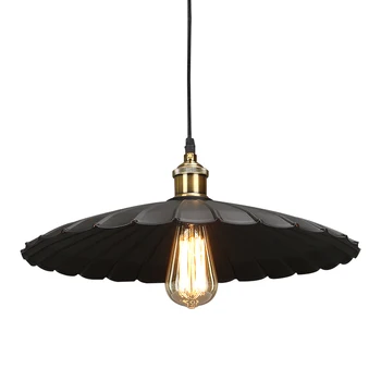 

HAIXIANG d25cm Iron Pendant Lights Personality Cafe Restaurant Bar Bedroom Retro Black Lamp E27 Decorative Lighting