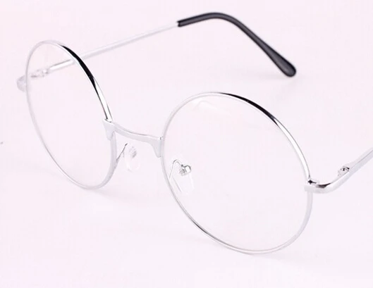 Детские винтажные очки оправа простое стекло большой круглый оптическая оправа из металла для девочек/мальчиков очки прозрачные линзы дети подарок на день рождения - Цвет линз: Silver