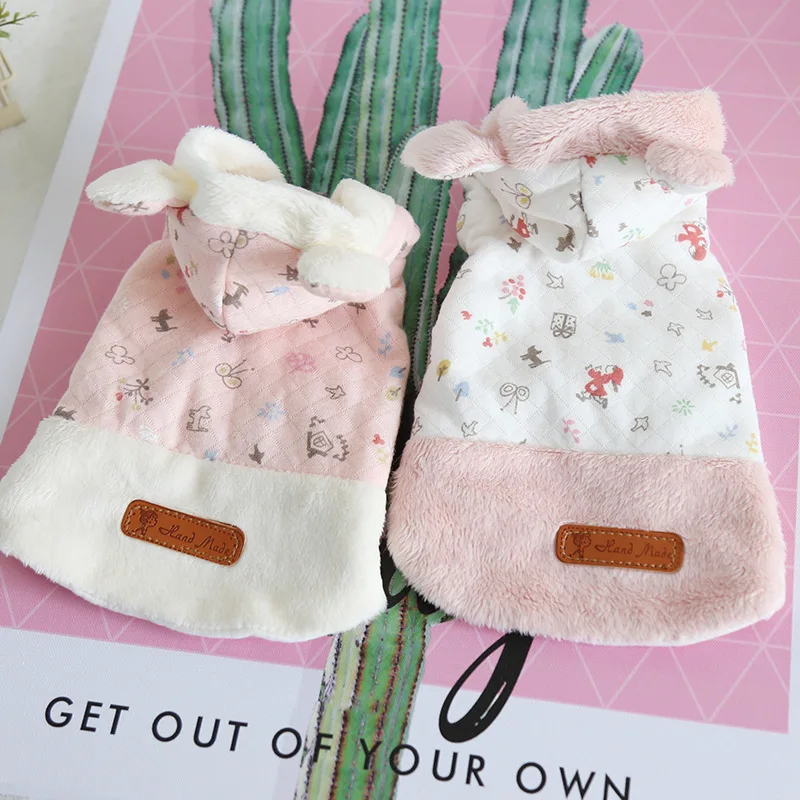 

Bear Pink Pet Dog Cat Clothes Winter Warm Jacket Coats With Hat Clothes For Dogs Cat Pet Clothing Small