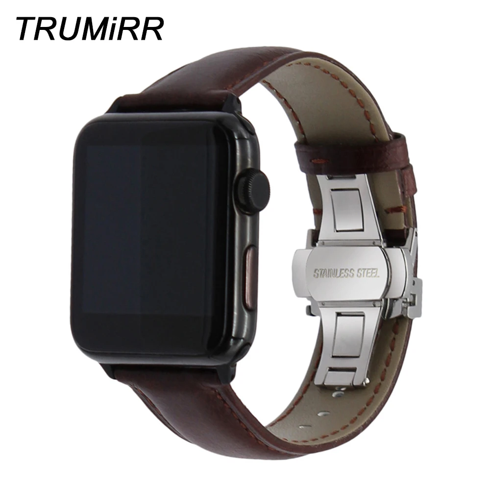 Ремешок итальянский из натуральной кожи для iWatch Apple Watch SE Series 6 5 4 3 2 1 38 мм 40 42 44 с