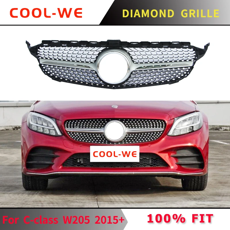 Suitable for Mercedes Benz Diamond Racing Grill w205 C Class C180 C200 C250 C300 2015+ | Автомобили и мотоциклы