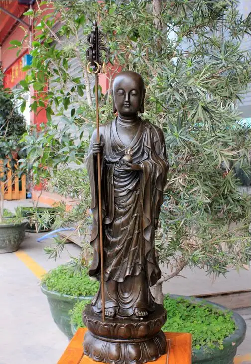 China Pure Bronze Buddhism XuanZang Jizo Ksitigarbha Bodhisattva Buddha