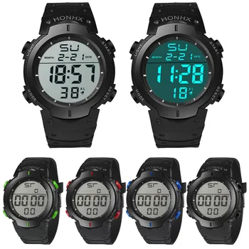 

Men LED Digital Watch Date Alarm Luminous Stopwatch Sport Military Watches Waterproof Rubber Relogio Masculino Dropship F515