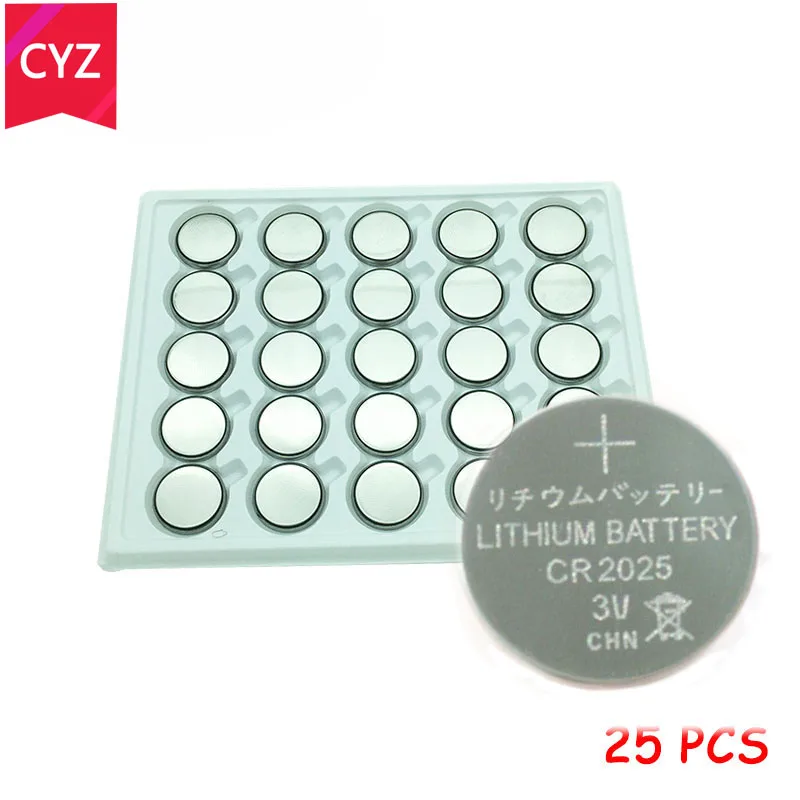 

25pcs/Lot CR2025 3V Cell Coin Button Battery lithium Li-ion ECR2025 DL2025 BR2025 KL2025 L2025 Watches,clocks toys free shipping