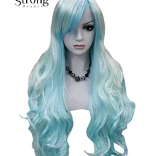 Женские парики длинные вьющиеся Белый Синий Косплей парик синтетические волосы