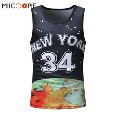 Мужские летние майки, 3D Нью-Йорк, 34 буквы, напечатанный жилет, облегающий, без рукавов, для бодибилдинга, джерси, без рукавов, Топ