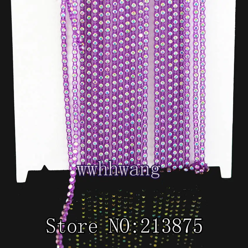 1 ярд, SS6, 2 мм, класс B, прозрачные AB, стеклянные кристаллы, стразы, окантовка, 15 цветов, отделка пластиковая цепочка, нижняя часть свадебных платьев - Цвет: 15 purple red