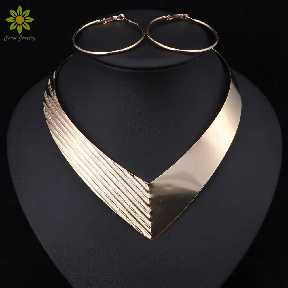 2017 Hot Sale African Gold Color Necklace Earrings font b Luxury b font Bridal Nigerian font