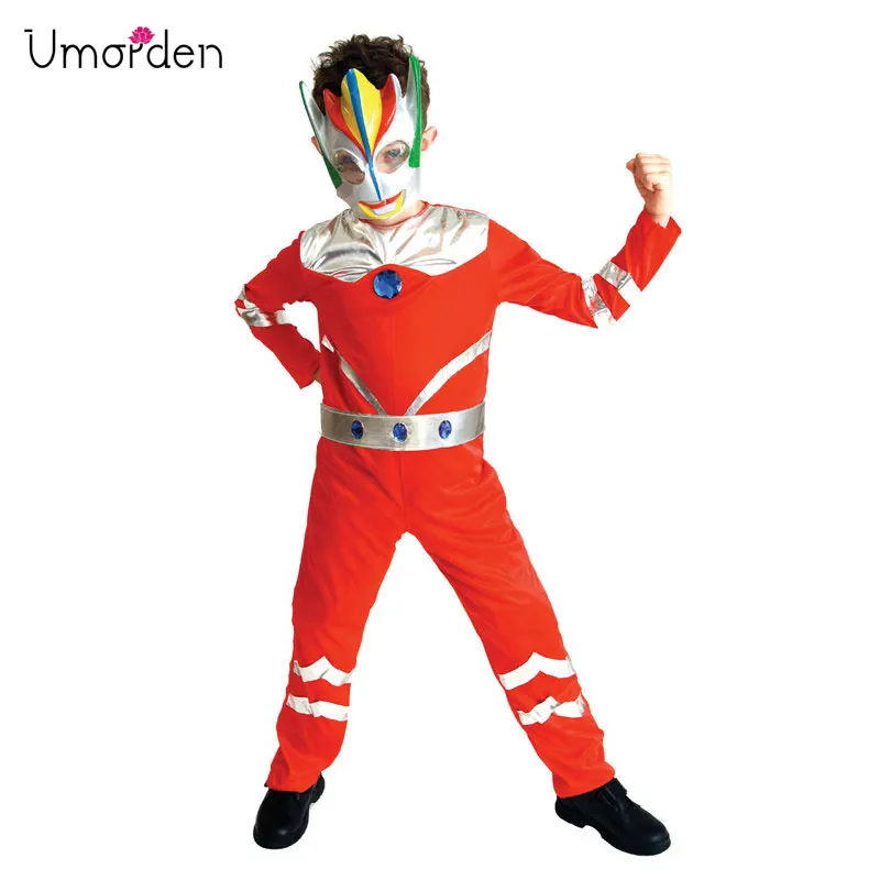 Umorden Пурим карнавальный Хэллоуин костюмы для детей Дети Ultraman костюм мальчиков фантазия Disfraces Косплей комбинезон с маской