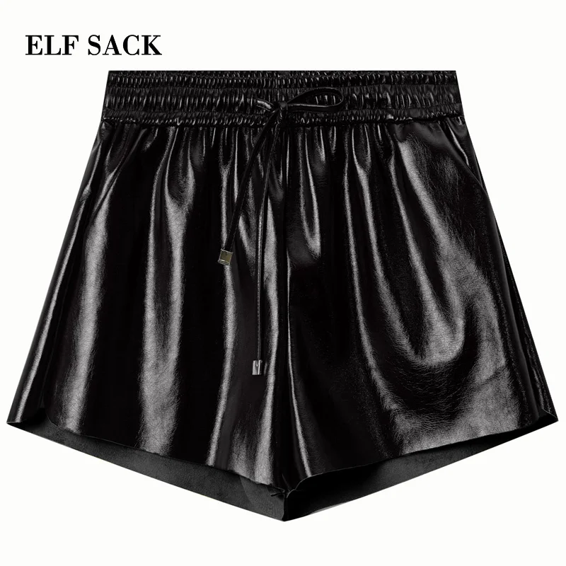 Женские шорты ELFSACK повседневные из искусственной кожи с эластичной талией
