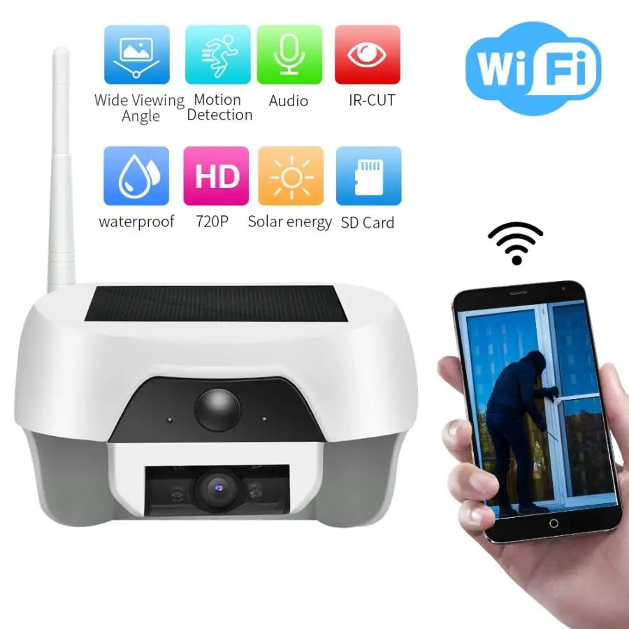 

720P Wireless Wifi Solar Panel Rechargeable Security Camera Battery-Powered Surveillance Camera 2019
