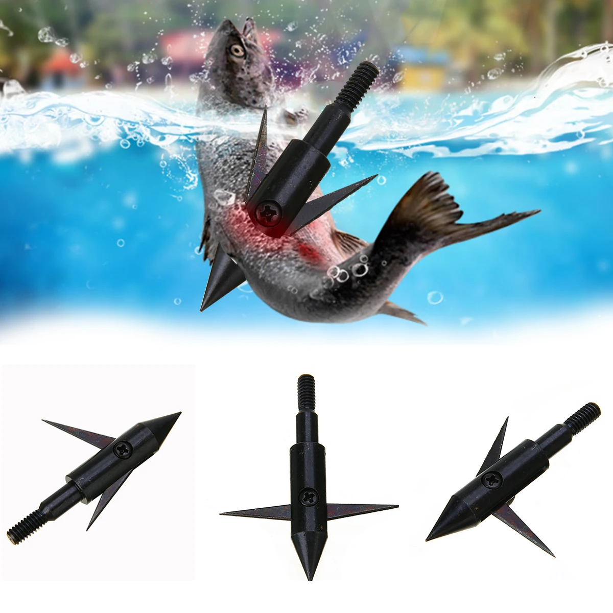 3Pcs Black Stainless Steel Archery Arrowheads Fishing Arrow Hunting Archery Bow Heads Boardhead Arrowhead Points