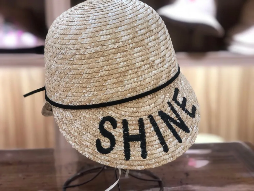 01902-shi summer HANDMADE natural grass Fashion Model Show Style lady letters leisure visors cap women baseball hat