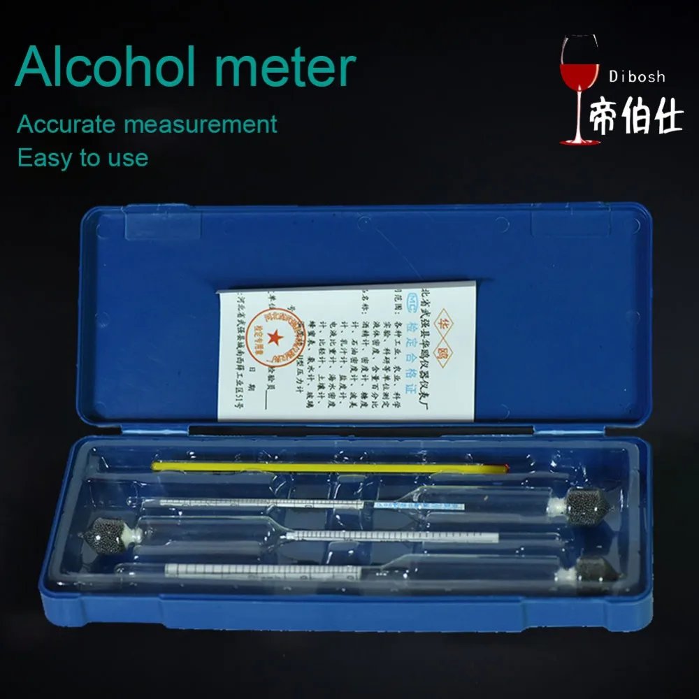 3 Pcs 0- Hydrometer Alcoholmeter Tester Set Alcohol Concentration Meter + Thermometer Domestic Distillation Alcohol Meter