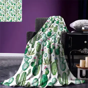 

BIGHOUSES Throw Blanket Cactus Throw Blanket Mexican Texas Cactus Plants Spikes Cartoon Like Artistic Print Home Blanket