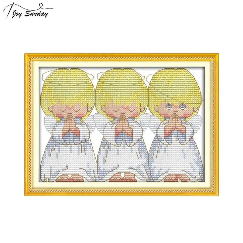 

prayer little angel cross stitch manual DIY line embroidery mini angel baby pictures dmc 11ct 14ct printed canvas needlework set