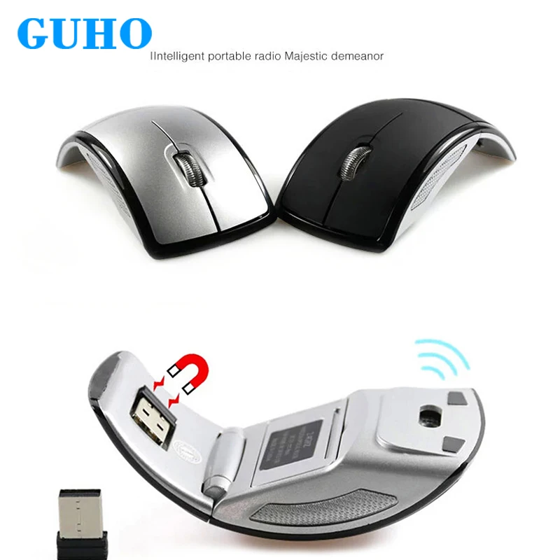 

GUHO Folding Wireless Mouse 2.4G Computer Mouse Gaming Mice Notebook Mute Mouse Mini Mice USB Nano Receiver for Gamer Laptop PC