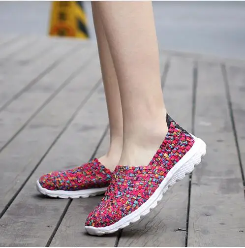 brown Mocasines Mujer 35 gray On Mujeres Tejida green Wlaking Hembra Señoras Slip Transpirable Casual Red Verano Zapatos 40 blue 2017 xpSw1qav