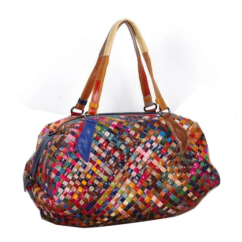 Genuine Leather Bags Totes For Women Designer Large Capability Handbag Ladies Fashion Women\'S Colorful Shoulder Bag