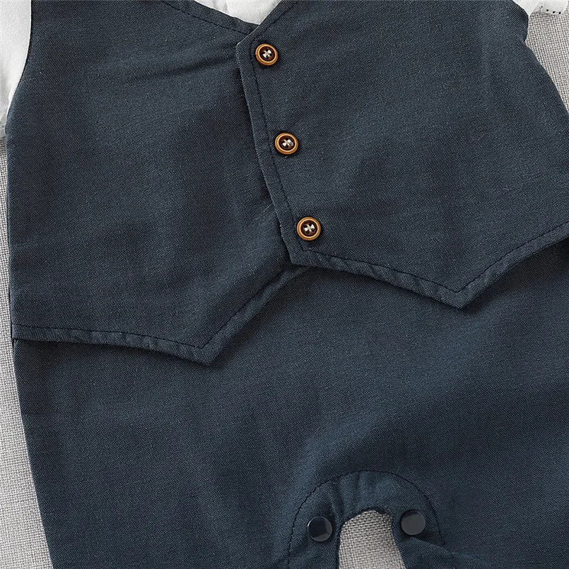 The new fashion cute design Infant Baby Boys Short Sleeve Gentleman Romper Necktie Tie Solid Print Jumpsuit  (9)
