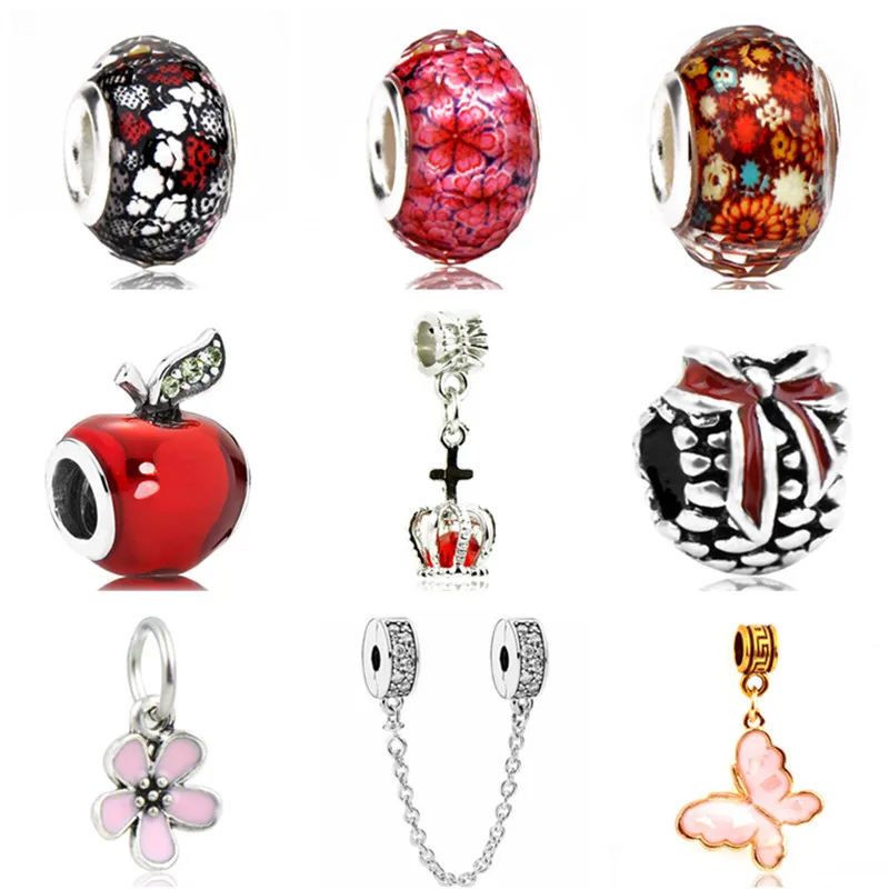 European Cross Crown Flower Mickey Cartoon Crystal Safety Chain Beads Fit Pandora DIY Bangles Anklets for Women Making Jewelry | Украшения