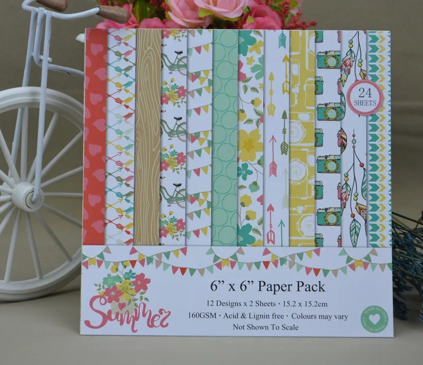 

Camera Scrapbooking paper pack of 24 sheets handmade craft paper craft Background pad