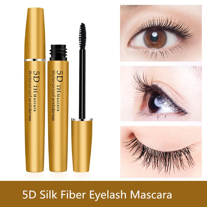 

Newest 5D Silk Fiber Eyelash Mascara Gold Makeup Eyelash Extension Lengthening Volume Waterproof Dense Not blooming Cosmetics