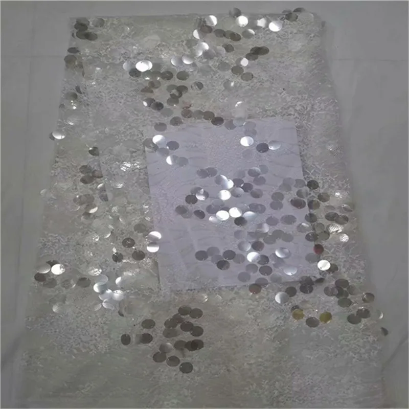 

2019 Fast Shipping African Lace Fabric High Quality French Mesh Lace Fabric With Sequins Nigerian Lace Fabrics