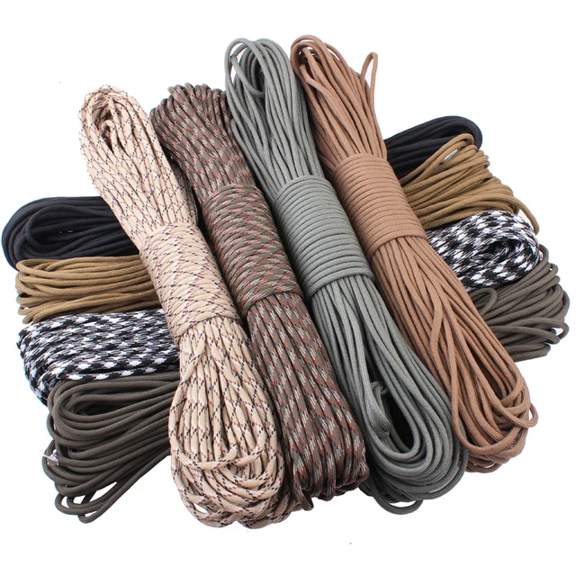 CAMPINGSKY Paracord 550 Parachute Cord Lanyard Tent Rope Guyline Mil Spec  Type III 7 Strand 100FT For Hiking Camping 200 Colors