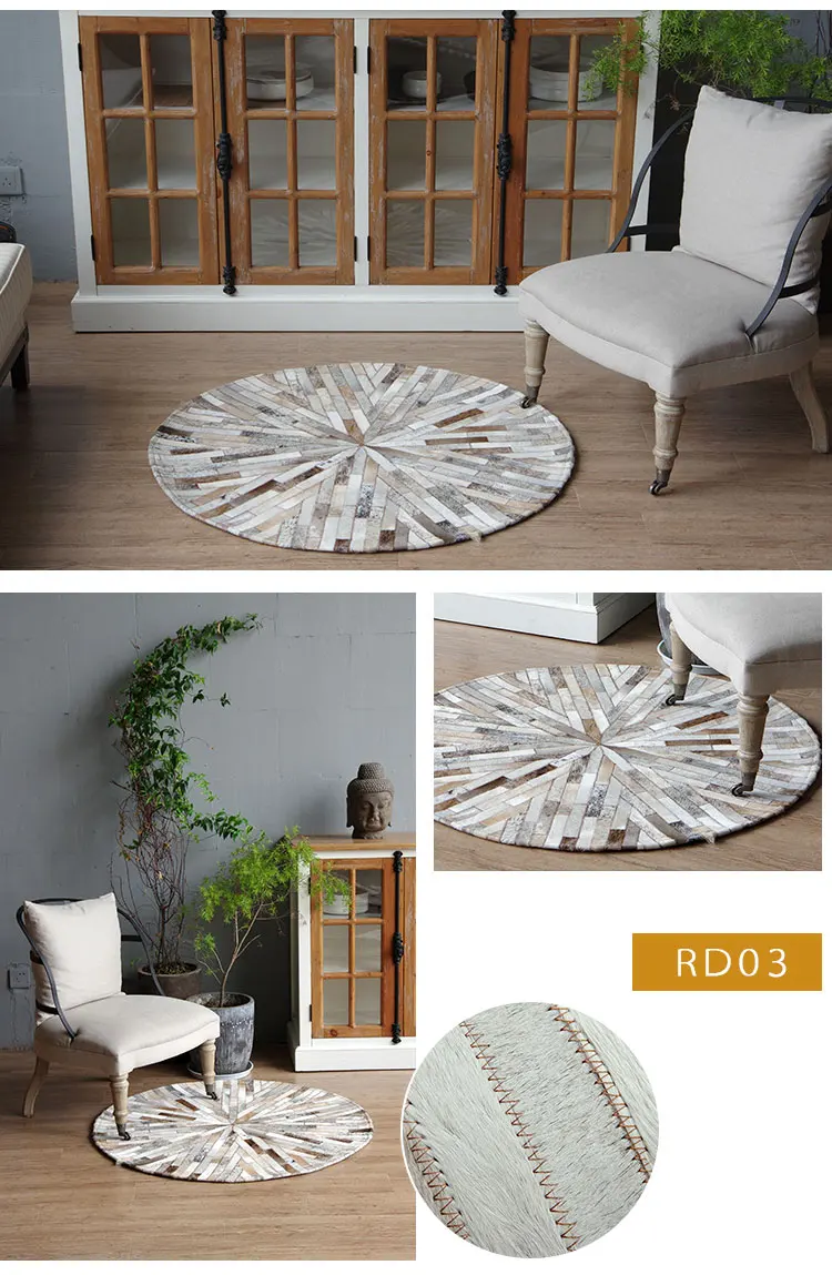 WINLIFE круглые ковры из воловьей кожи, коврики для гостиной, спальни, роскошный большой ковер с геометрическим рисунком для дивана